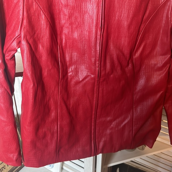 QVC Susan Graver Faux Leather Jacket Red - Picture 2 of 7
